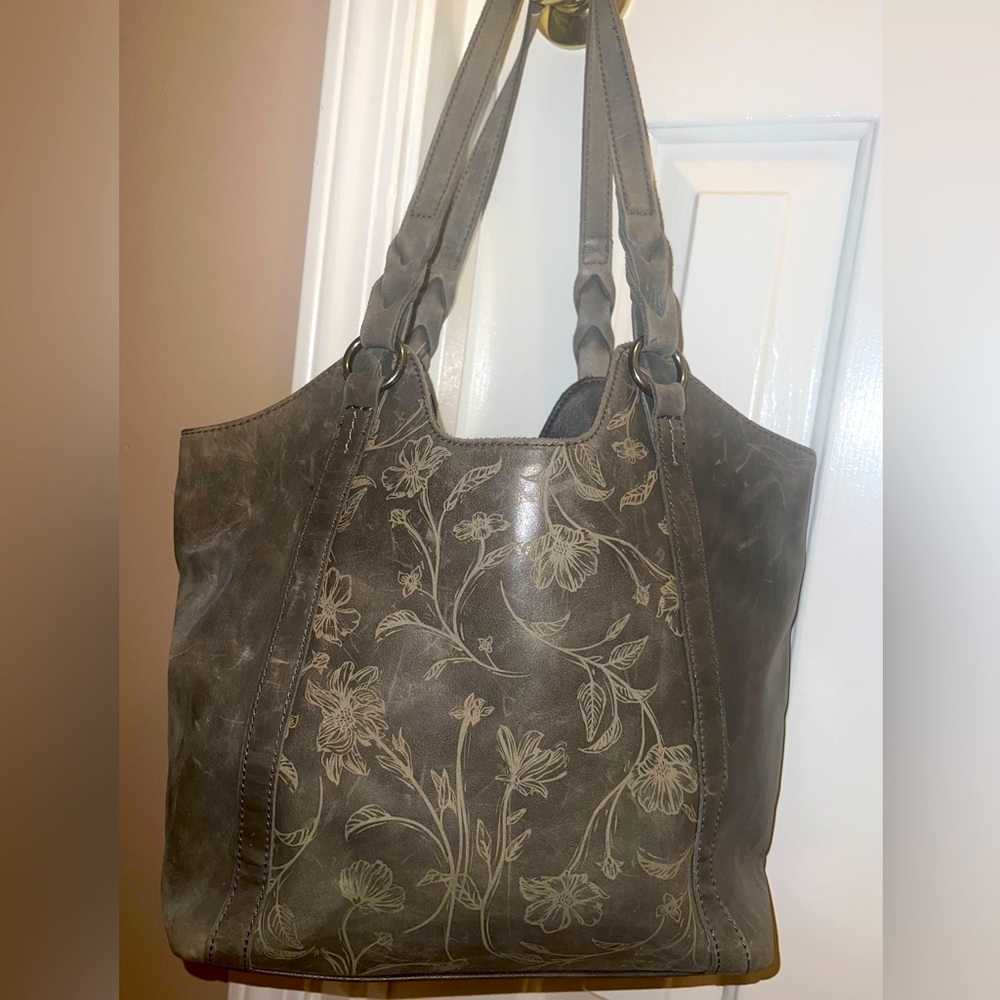 The Sak Grey Floral Leather Handbag
